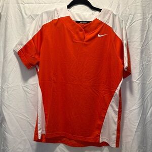 Nike Shirt Mens Large Orange White Henley Baseball Team Engineered Outdoors